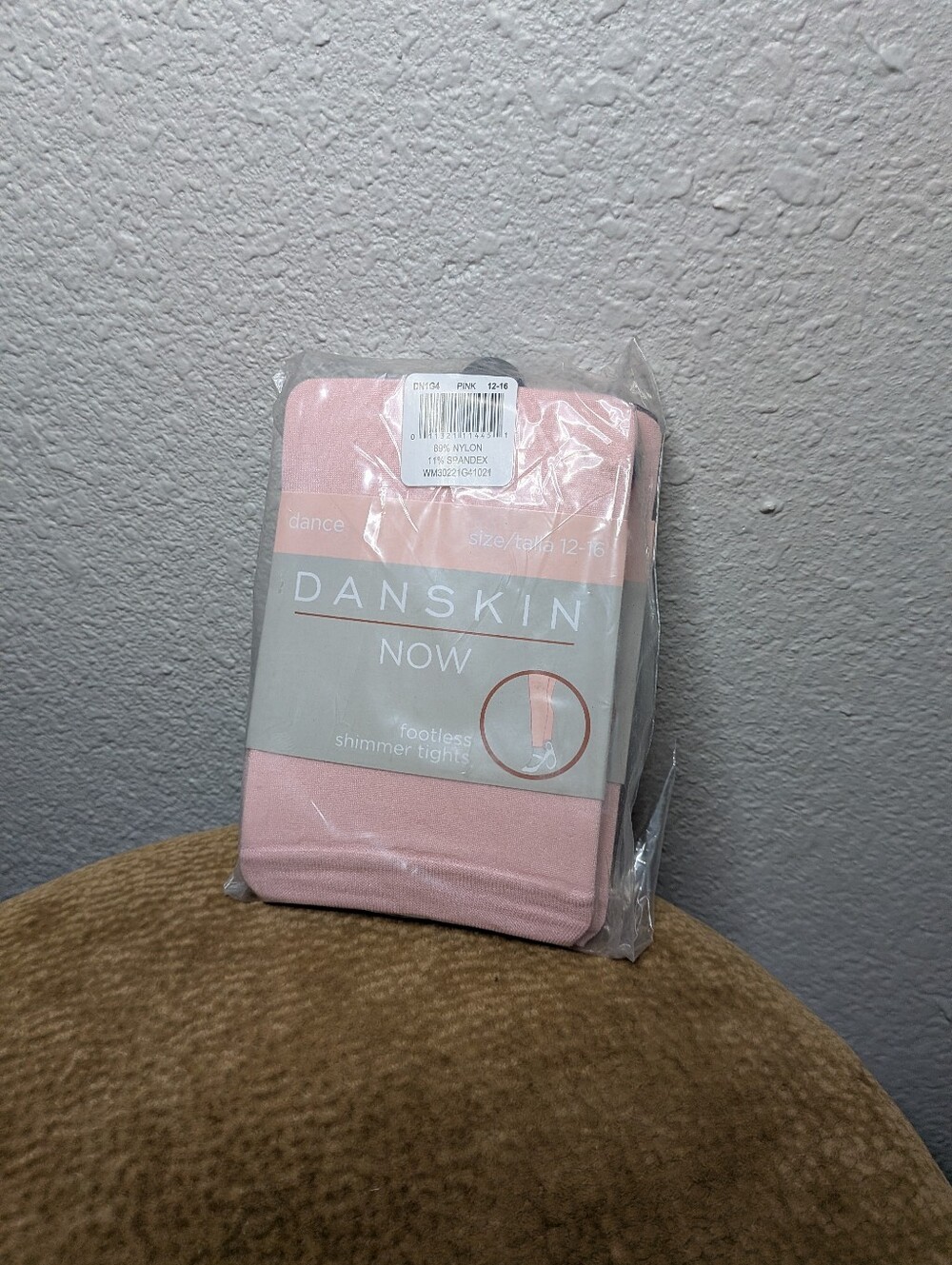 New Danskin Now Girls Pink Sheer Dance Footless Shimmer Tights 12-16